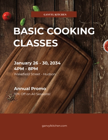 Free Cooking Classes Flyer Template to Edit Online