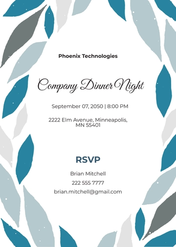 Free Company Dinner Invitation Template to Edit Online