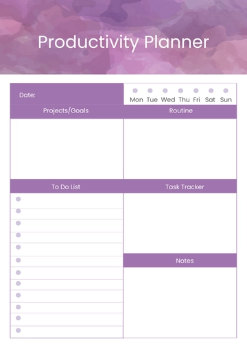 Free Productivity Planner Template to Edit Online