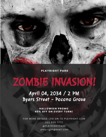 Free Zombie Invasion Halloween Flyer Template to Edit Online