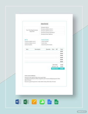 Simple Plumbing Invoice Template