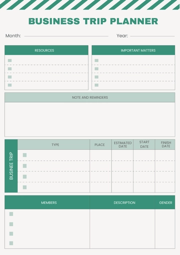 Free Business Trip Planner Template to Edit Online