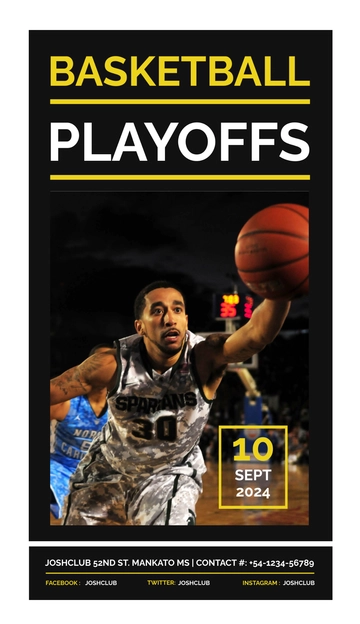 Free Basketball Playoffs Digital Signage Template to Edit Online