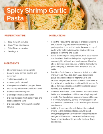 Free Recipe Digital Signage Template to Edit Online