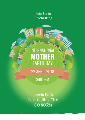Free International Earth Day Invitation Template to Edit Online