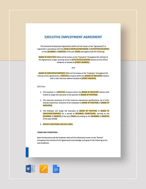 Employment Agreement Executive Template