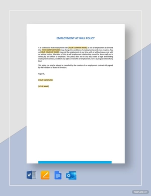 Employment At Will Policy Template