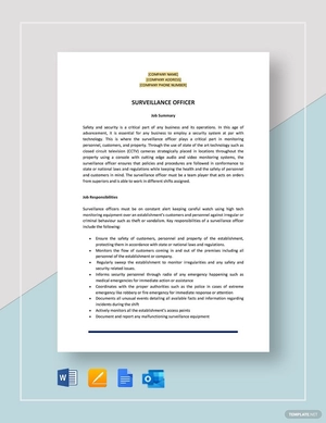 Surveillance Officer Job Description