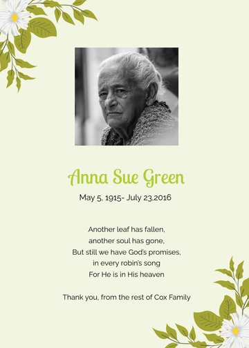 Free Funeral Thank You Card Template to Edit Online