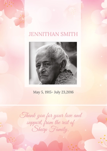 Free Water Color Funeral Thank You Card Template to Edit Online