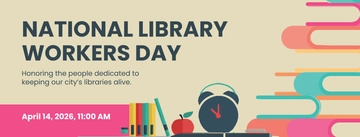 Free National Library Workers Day Facebook App Cover Template to Edit Online