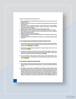 Social Media Policy Template