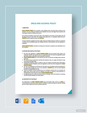 Drug And Alcohol Policy Template