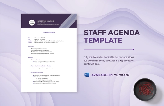 Staff Agenda Template Staff Agenda Template