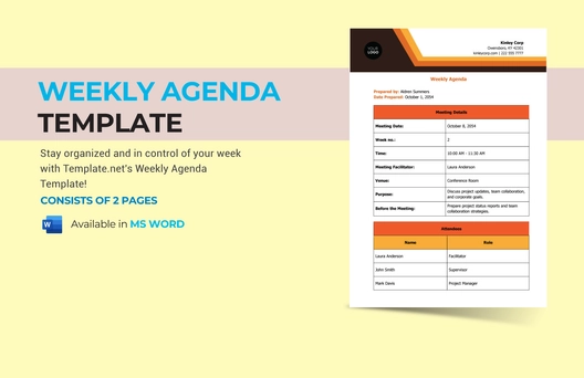 Weekly Agenda Template Weekly Agenda Template