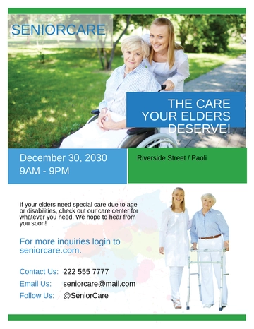 Free Adult Day Care Center Flyer Template to Edit Online