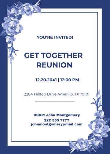 Free Purple Get Together Reunion Invitation Template to Edit Online