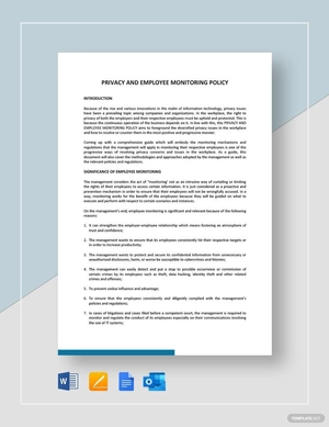 Privacy And Employee Monitoring Policy Template