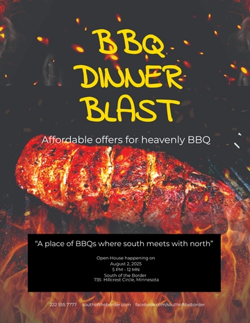 Free Dinner BBQ Flyer Template to Edit Online