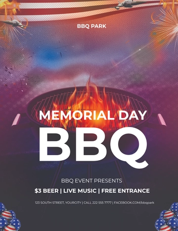 Free Memorial Day BBQ Flyer Template to Edit Online