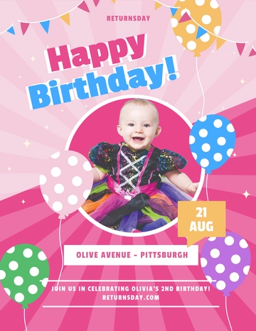 Free Baby Birthday Party Flyer Template to Edit Online