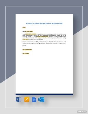 Refusal Of Employee Request For Early Raise Template