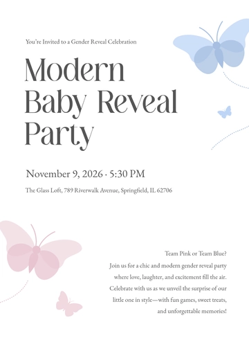 Free Modern Gender Reveal Party Invitation Template to Edit Online