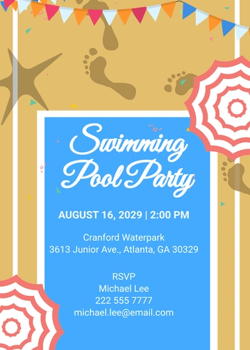 Free Swimming Pool Party Invitation Template to Edit Online