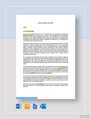 Disclosure Notice Template