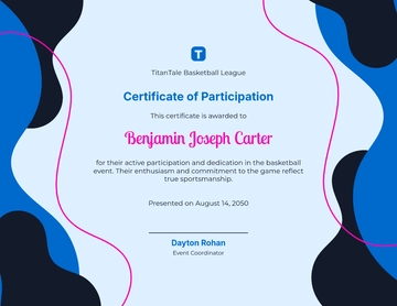Free Basketball Participation Certificate Template to Edit Online | Template.net