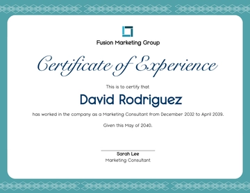 Free Employee Experience Certificate Template to Edit Online