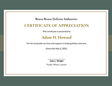 Free Military Certificate of Appreciation Template to Edit Online