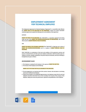 Employment Agreement For Technical Employee Template