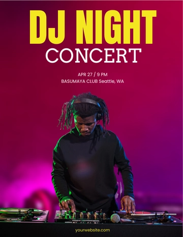 Free DJ Night Concert Flyer Template to Edit Online