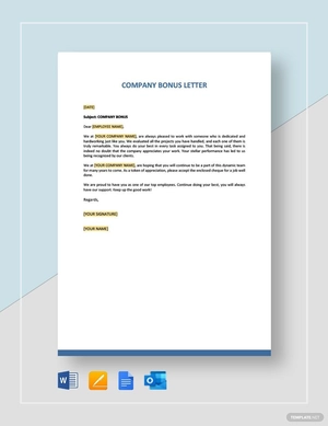 Company Bonus Letter Template