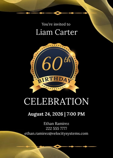 Free 60th Birthday Invitation Template to Edit Online