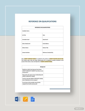 Reference On Qualifications Template Reference On Qualifications Template