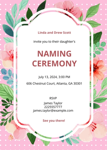 Free Baby Girl Naming Ceremony Invitation Template to Edit Online