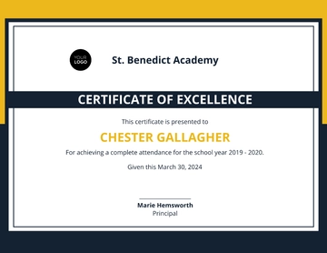 Free School Attendance Certificate Template to Edit Online