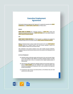 Executive Employment Agreement Template
