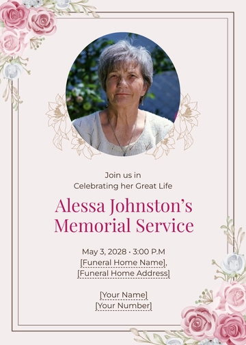 Free Memorial Service Invitation Template to Edit Online