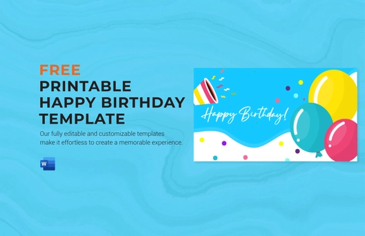 Printable Happy Birthday Template