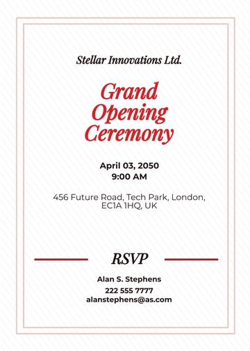 Free Opening Ceremony Invitation Card Template to Edit Online