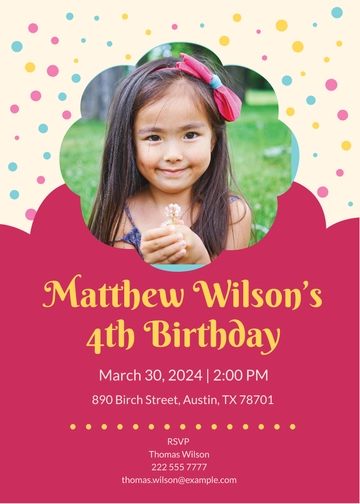 Free Simple Kid's Birthday Invitation Template to Edit Online