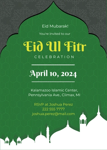 Free Eid ul Fitr Invitation Template to Edit Online