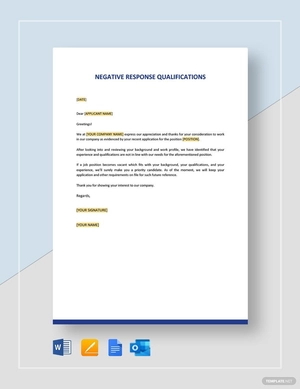 Negative Response Qualifications Template