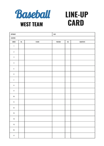 Free Baseball Line-up Card Template to Edit Online
