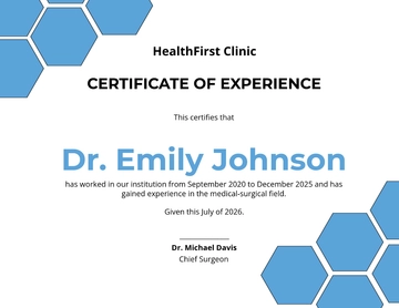 Free Nursing Experience Certificate Template to Edit Online