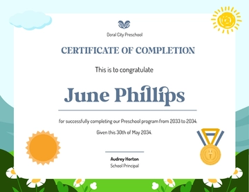 Free Preschool Diploma Certificate Template to Edit Online