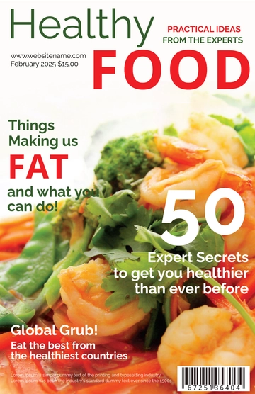 Free Healthy Food Magazine Cover Template to Edit Online